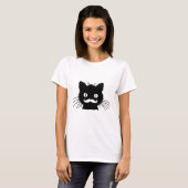 FUNNY RETRO MUSTACHE OP BLACK KAT T-SHIRT (Voorkant volledig)