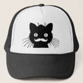 FUNNY RETRO MUSTACHE OP BLACK KAT TRUCKER PET (Voorkant)