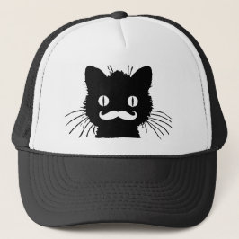 FUNNY RETRO MUSTACHE OP BLACK KAT TRUCKER PET