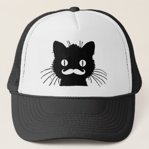 FUNNY RETRO MUSTACHE OP BLACK KAT TRUCKER PET