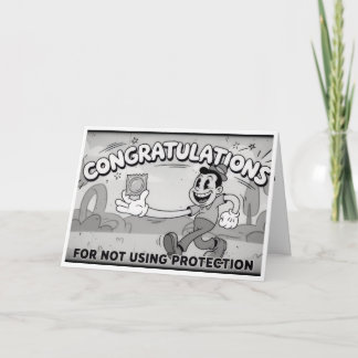 Funny Retro "Not Using Protection" Baby Card Bedankkaart