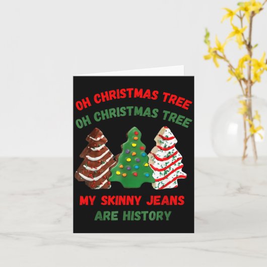 Funny Retro Oh Christmas Tree My Skinny Jeans Are  Kaart (Gele Bloem)