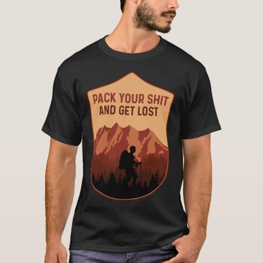 Funny Retro Outdoor Hiking Camping Mountain Hiker T-shirt (Voorkant)