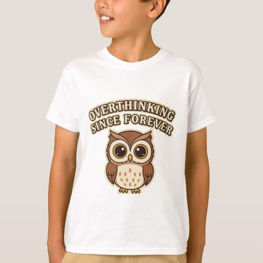 Funny Retro Owl Thinking Kids T-Shirt (Voorkant)