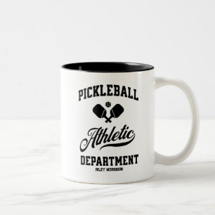 Funny Retro Pickleball Athletic Department Custom Tweekleurige Koffiemok
