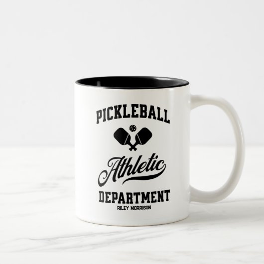 Funny Retro Pickleball Athletic Department Custom Tweekleurige Koffiemok (Rechts)