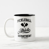 Funny Retro Pickleball Athletic Department Custom Tweekleurige Koffiemok (Links)