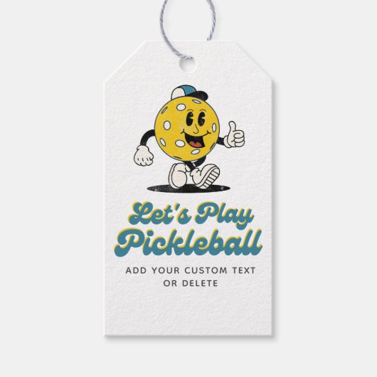 Funny Retro Pickleball Cartoon Mascotte Aangepaste Cadeaulabel (Voorkant)