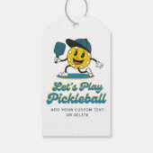 Funny Retro Pickleball Cartoon Mascotte Aangepaste Cadeaulabel (Achterkant)