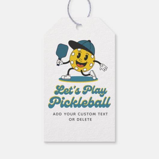 Funny Retro Pickleball Cartoon Mascotte Aangepaste Cadeaulabel (Achterkant)