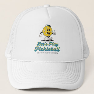 Funny Retro Pickleball Cartoon Mascotte Aangepaste Trucker Pet