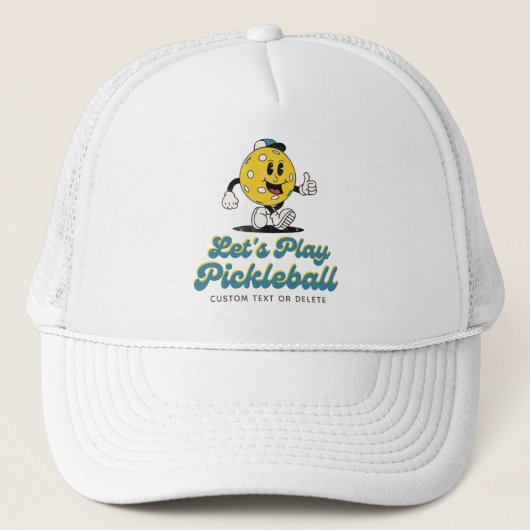 Funny Retro Pickleball Cartoon Mascotte Aangepaste Trucker Pet (Voorkant)