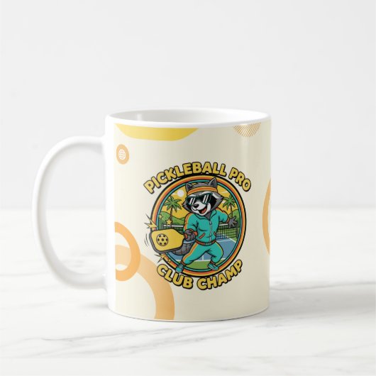 Funny Retro Pickleball Raccoon Gift Koffiemok (Links)
