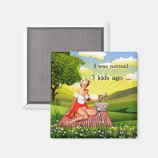 Funny Retro Pin Picnic Moederdag Magnet (Voorkant / Achterkant)