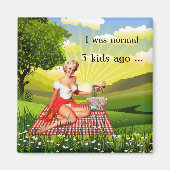 Funny Retro Pin Picnic Moederdag Magnet (Voorkant)