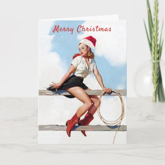 Funny Retro Pin Up Girl Kerstmis Feestdagen Kaart (Voorkant)