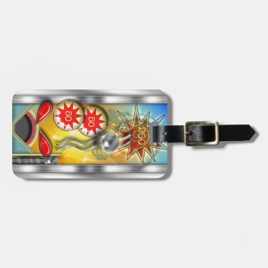 Funny Retro Pinball Machine, gepersonaliseerd Bagagelabel (Voorkant horizontaal)