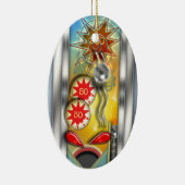 Funny Retro Pinball Machine, gepersonaliseerd Keramisch Ornament (Rechts)