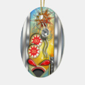 Funny Retro Pinball Machine, gepersonaliseerd Keramisch Ornament (Links)