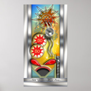 Funny Retro Pinball Machine, gepersonaliseerd Poster