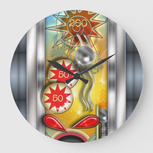 Funny Retro Pinball Machine Grote Klok (Voorkant)