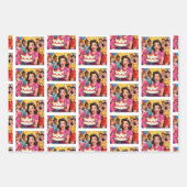 Funny Retro Pop Art Birthday Party Surprise Inpakpapier Vel (Voorkant)