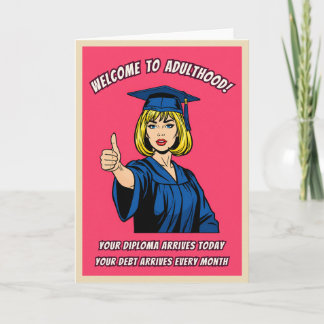 Funny Retro Pop Art College Graduation Humor Kaart