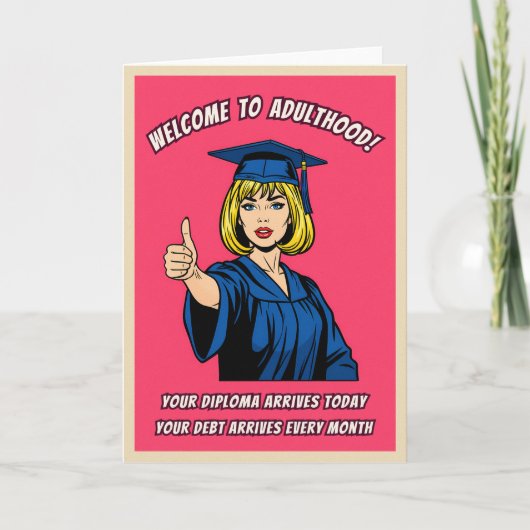 Funny Retro Pop Art College Graduation Humor Kaart (Voorkant)