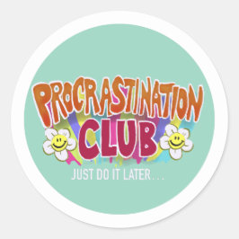 Funny Retro Procrastination Club Rainbow Ronde Sticker