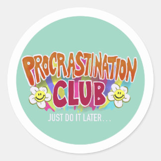 Funny Retro Procrastination Club Rainbow Ronde Sticker