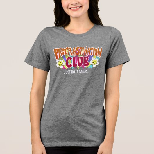 Funny Retro Procrastination Club  Rainbow Tri-Blend Shirt (Voorkant)