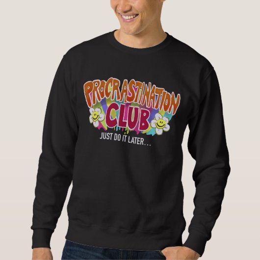 Funny Retro Procrastination Club Rainbow Trui (Voorkant)