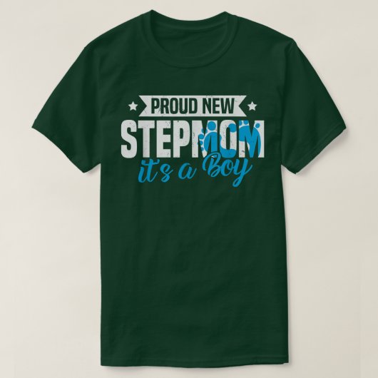 Funny Retro Proud New Stepmam Het is een jongen di T-shirt (Design voorkant)