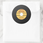 Funny Retro Record Birthday Ronde Sticker (Tas)