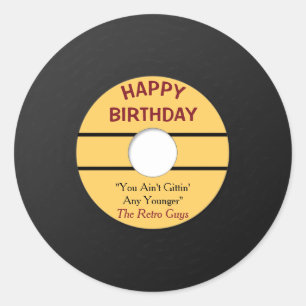 Funny Retro Record Birthday Ronde Sticker