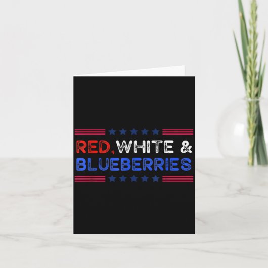 Funny Retro Red, White And Blueberries Patriot Kaart (Voorkant)