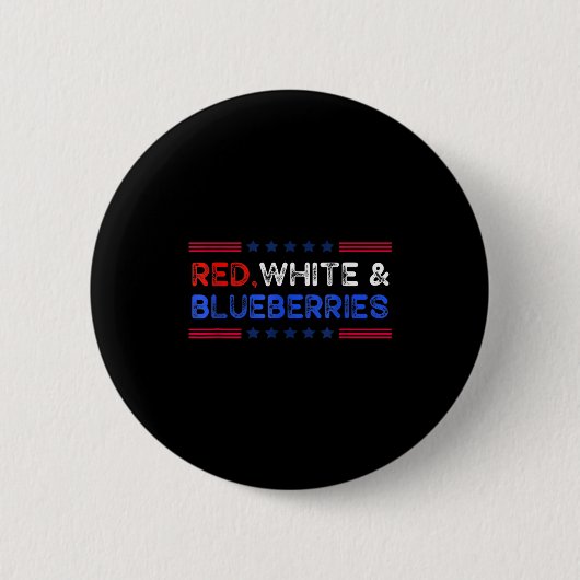 Funny Retro Red, White And Blueberries Patriot  Ronde Button 5,7 Cm (Voorkant)