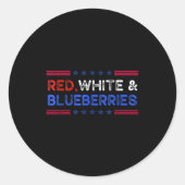 Funny Retro Red, White And Blueberries Patriot  Ronde Sticker (Voorkant)