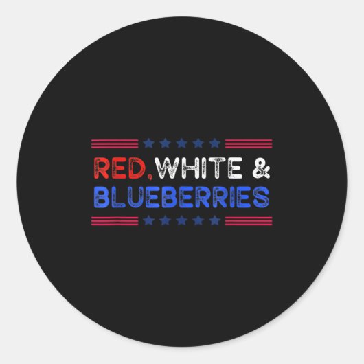 Funny Retro Red, White And Blueberries Patriot  Ronde Sticker (Voorkant)