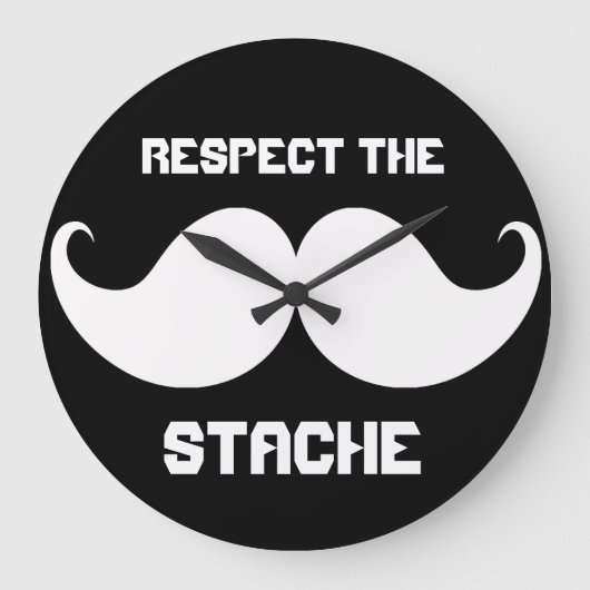Funny Retro Respecteert de snor van de Stache Grote Klok (Voorkant)
