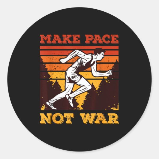 Funny Retro Runner Running Quote Gift - Make Pace Ronde Sticker (Voorkant)
