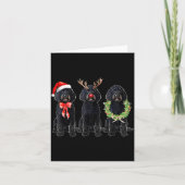 Funny Retro Santa Black Goldendoodle Dog Reindeer  Kaart (Voorkant)