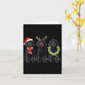 Funny Retro Santa Black Goldendoodle Dog Reindeer  Kaart (Gele Bloem)
