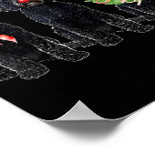 Funny Retro Santa Black Goldendoodle Dog Reindeer  Poster (Hoek)