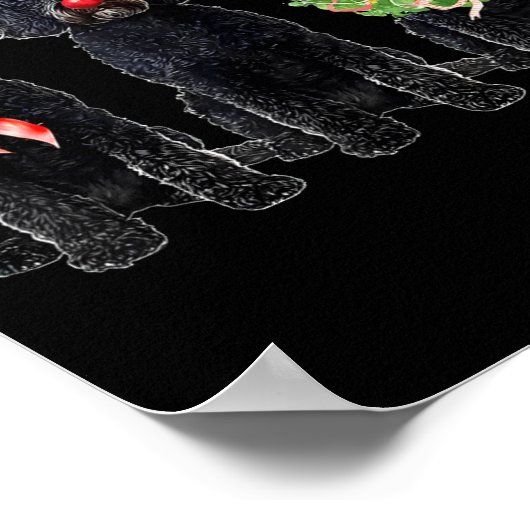 Funny Retro Santa Black Goldendoodle Dog Reindeer  Poster (Hoek)