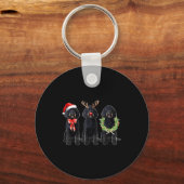 Funny Retro Santa Black Goldendoodle Dog Reindeer Sleutelhanger (Voorkant)