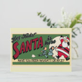 Funny Retro Santa Cartoon Naughty of Nice Flat Feestdagenkaart (Staand voorkant)