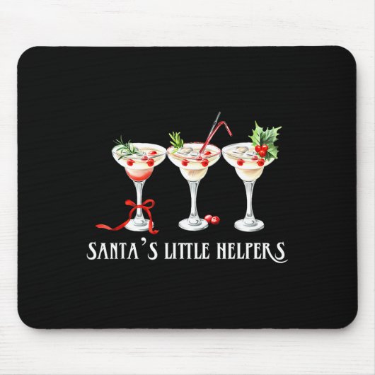 Funny Retro Santa's Little Helper Martini Merry Ch Muismat (Voorkant)
