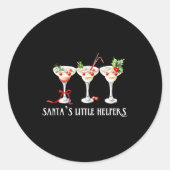 Funny Retro Santa's Little Helper Martini Merry Ch Ronde Sticker (Voorkant)