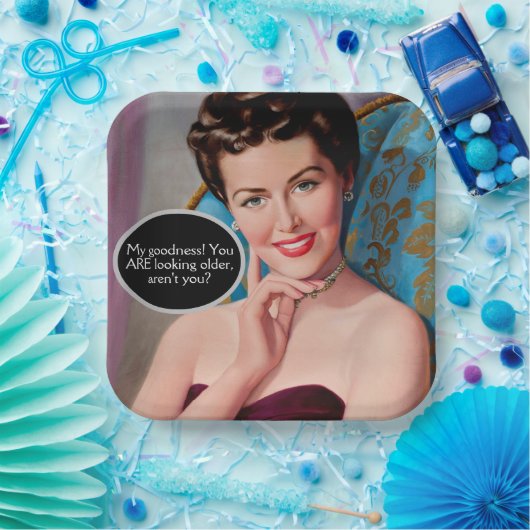 Funny Retro Sarcastic Woman Birthday Papieren Bordje (Feest)